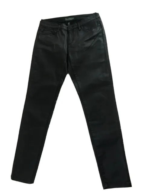 Lauren Ralph Lauren High Rise Black Faux Leather Skinny Jeans Size 8. 97% Cotton