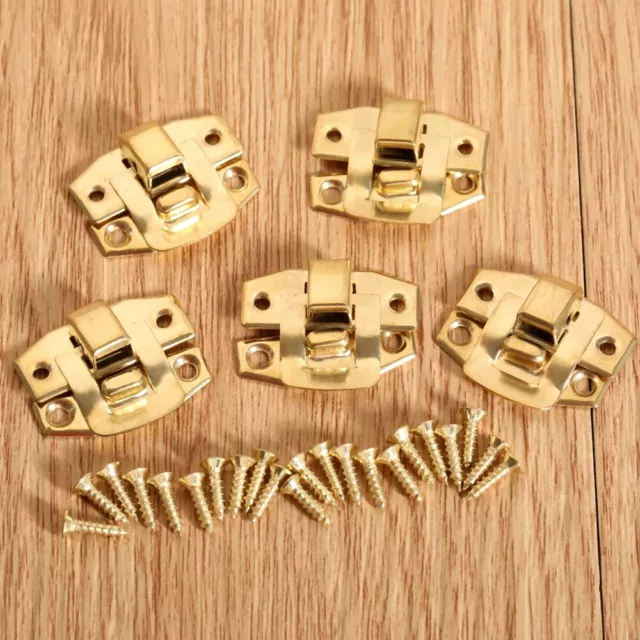 5/10pcs Gold Jewelry Box Decorative Hasp Suitcase Chest Cabinet Lock Latch Clasp