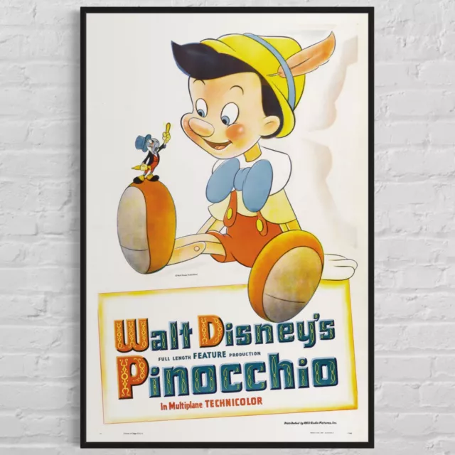 PINOCCHIO Walt Disney 1940 "Style A" RKO One-Sheet Film Poster, 27"x41"
