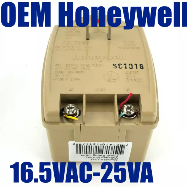 Genuine Honeywell 1321 Alarm Transformer AD48-0148 16.5VAC 25VA Class II Plug In