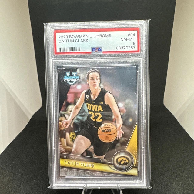 CAITLIN CLARK BASE Card 2025 Bowman Chrome U Basketball 34 Iowa PSA 8