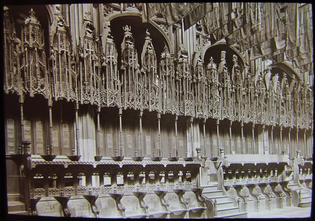 Glas magische Laterne Rutsche WESTMINSTER ABBEY CHAPEL CHOR C1890 FOTO LONDON