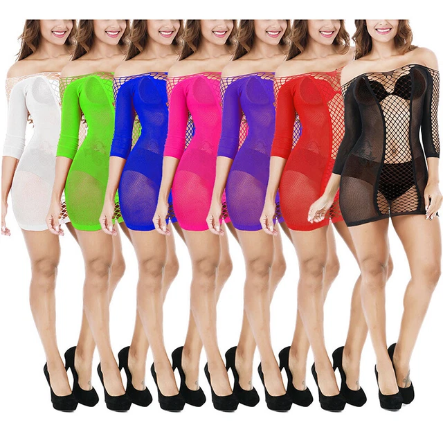Lingerie sexy a rete da donna mini abito scavi enfatizzato figura babydoll- ~