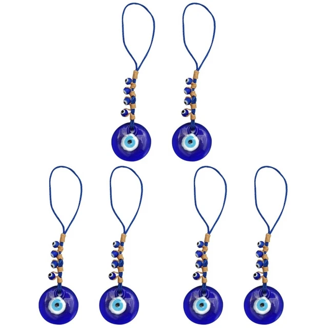 6 pcs  Hamsa Blue Evil Eye Beads Turkish Evil Eye Home Protection Charm Pendants