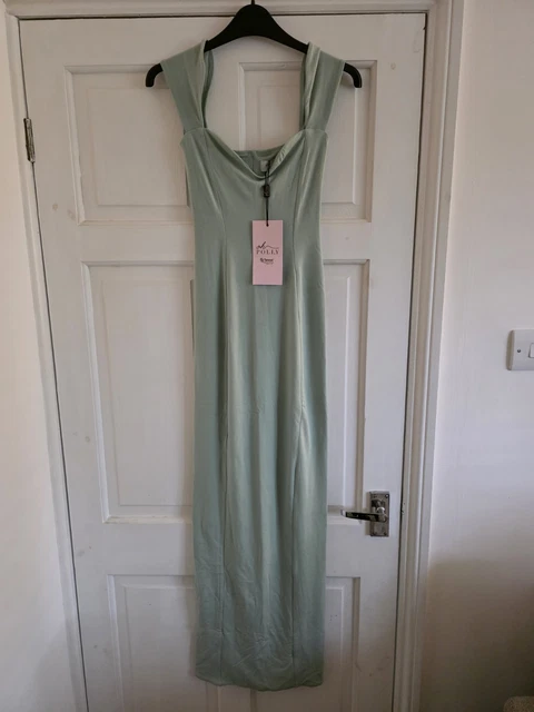 OH POLLY SAGE green ribbed cut out tie up mini dress 13.00 - PicClick UK