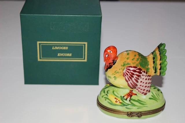 Limoges France Tiffany & Co Hand Painted Thanksgiving Turkey Trinket Box