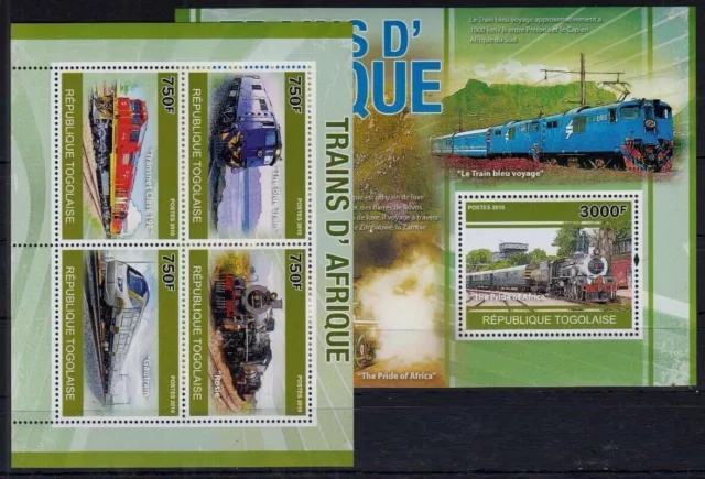 Railways, Train of Africa, Blue Train, Rosie, Togo MNH 2010 MNH MS+SS -
