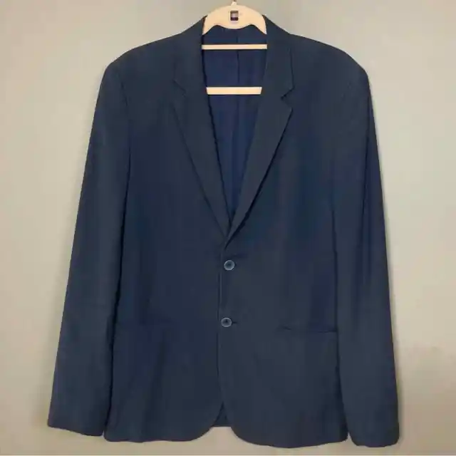 Theory blazer suit jacket men's 38 cotton navy blue two button structured slim