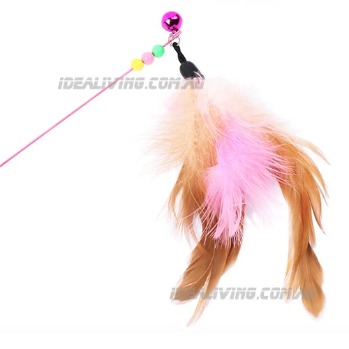 Pet toy for Cat Kitten Teaser Feather Wire Chaser Wand with Bell