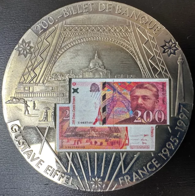 MEDAILLE COLORISEE - Frappe billet banque français - 200 francs Eiffel