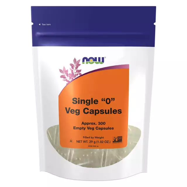 "Cápsulas vacías NOW FOODS, vegetarianas, individuales de 0" - 300 cápsulas vegetales"