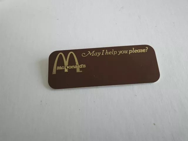 Vintage UNUSED McDonald's Uniform Employee Name Tag Pin / Badge