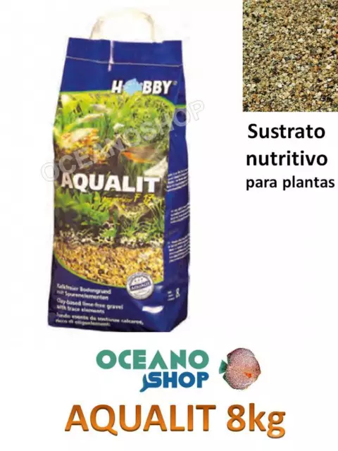 SUSTRATO AQUALIT HOBBY 12L 8KG natural NUTRITIVO abono plantas ACUARIO pecera