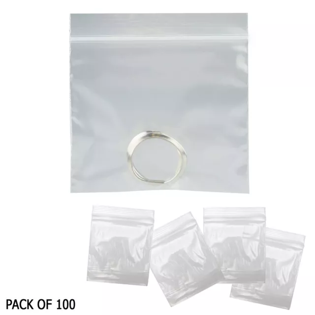 100 Set Refermable Plastique Transparent Poly Sacs 7.6cm x Zip Joint 2mil Bijoux