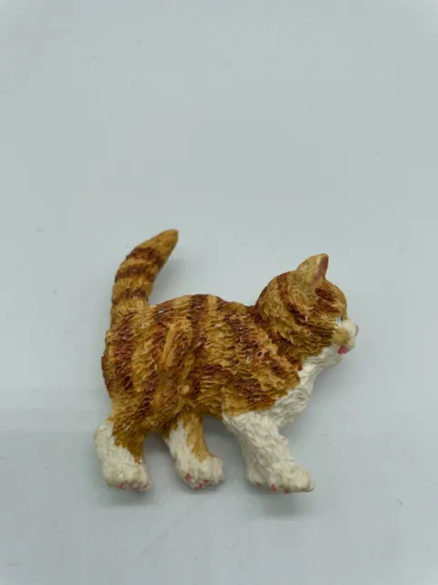 vintage tiger cat pin orange tabby brown stripe kitten walking brooch