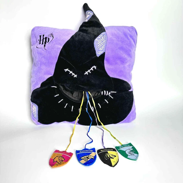 Vintage 2001 Harry Potter Sorting Hat House Tags Decor Throw Pillow Purple Black