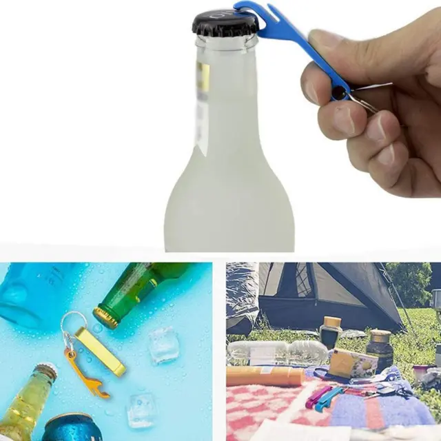 Portable 4 in 1 Bottle Opener Chain Keyring Keychain Beer Bar Metal AU E0Y9✨ z