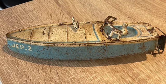 Jouet Ancien Bateau JEP à Clé – Plastique Et Métal – Mécanique Vintage