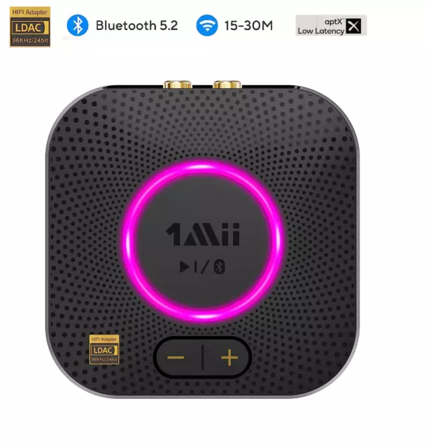 1Mii Großer Reichweite Empfänger, HiFi Kabelloser Audio Adapter, aptX Low  Latency Bluetooth 5.0 Receiver mit 3D