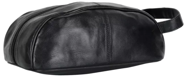 Mens Toiletry Bag with Zipper Leather Case Organizer Portable Travel Dopp Kit