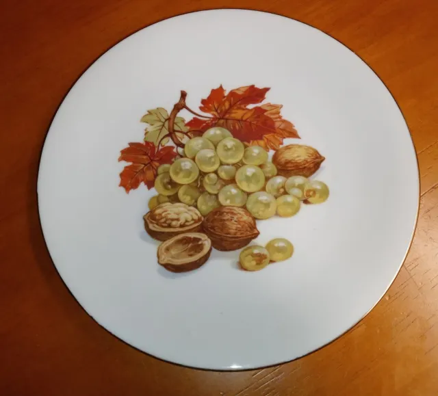 Bareuther WALDSASSEN Gold Trim Autumn Fruit Design Salad Plate  (EUC)