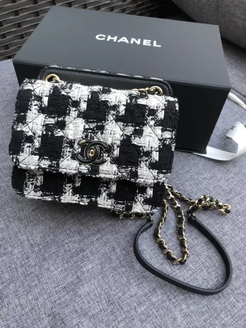 RARE! AUTHENTIC CHANEL crossbody mini tweed ribbon houndstooth bag  Collector $4,899.00 - PicClick