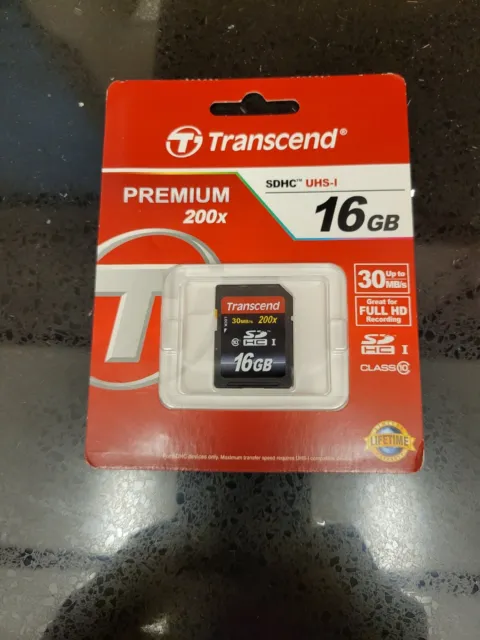 Transcend Premium 16 Gb Memory Card Sdhc Uhs-I Brand New