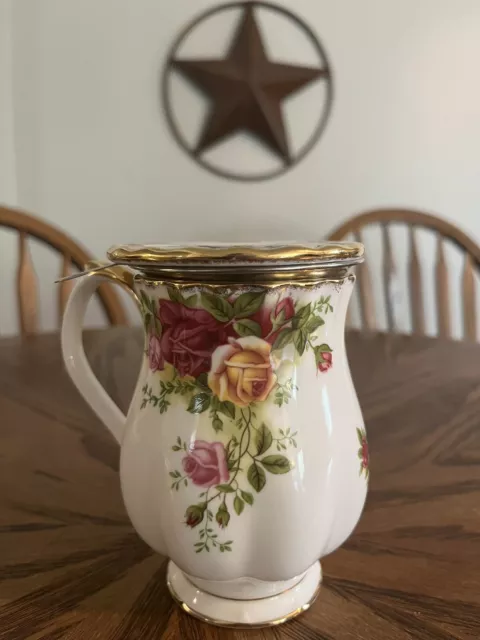 Royal Albert Doulton Old Country Roses Tea Mug, Lid/coaster & Strainer HTF