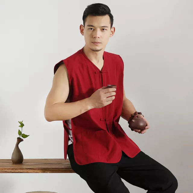 Gilet Gilet Uomo Kung Fu Gilet Top Camicia Senza Maniche Wing Chun Arti Marziali