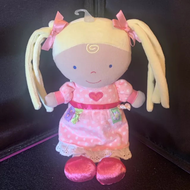 Kids Preferred Baby Girl Doll 10" Plush Pink Heart Dress Pigtails 2010