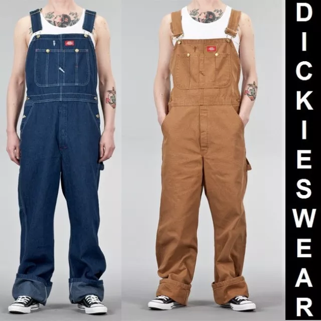 Dickies BIB Overall DB100 Mens loose fit Denim Latzhose Jeans Blau Braun Schwarz