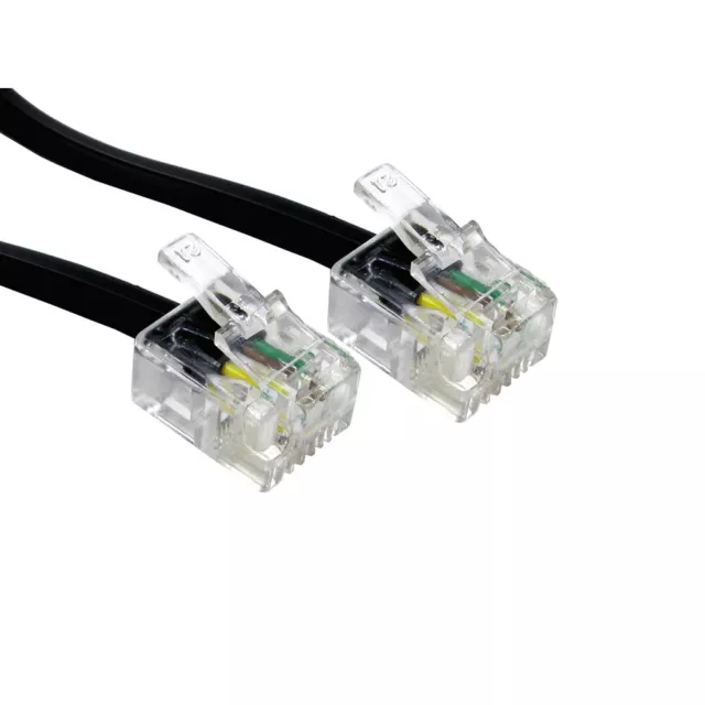 RJ11 to RJ11 ADSL Cable Router Lead Telephone Phone 6P4C Fully Wired Gold Black