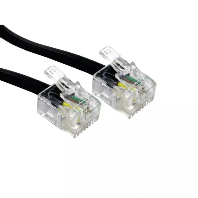 RJ11 to RJ11 ADSL Cable Router Lead Telephone Phone 6P4C Fully Wired lot Black