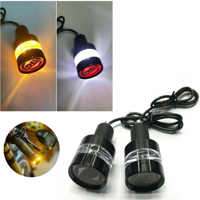 12V Motorcycle Handlebar Light Turn Signal Corner Light Amber & White Black