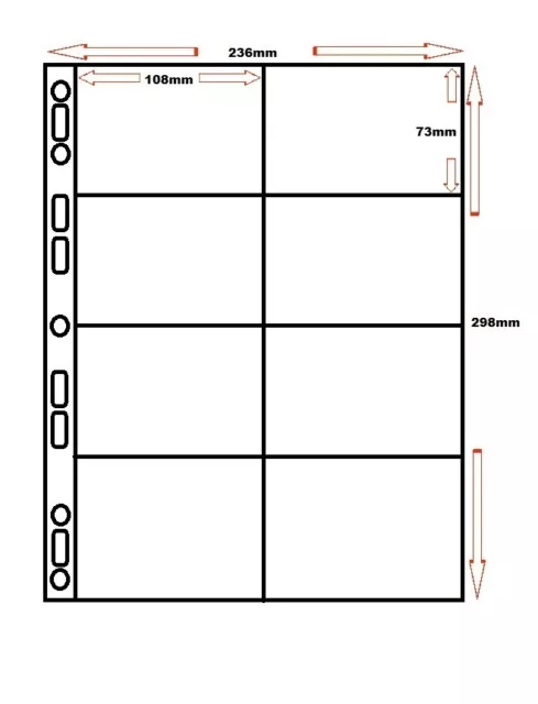 10 x MM 8 POCKET MULTI COLLECT POLYPROPYLENE A4 ALBUM SLEEVES - ACID FREE