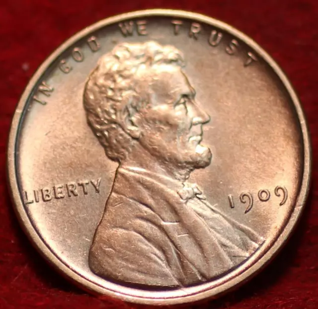 Uncirculated Red 1909 VDB Philadelphia Mint Copper Lincoln Wheat Cent