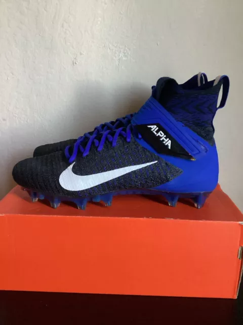 Nike Alpha Menace Elite 2 Flyknit Black/Blue Football Cleats Size 11 Bv2077-007