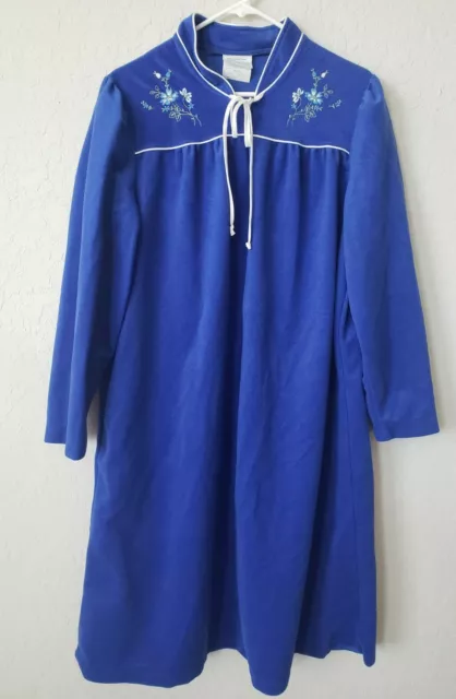 VTG JC PENNEY Velour Caftan Maxi House Robe Blue Front Zip Women's L ...