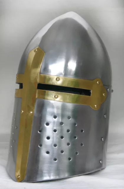 Ritterhelm Kreuzritter Helm  Rüstung Mittelalter Sugarloaf Larp Reenactment R07