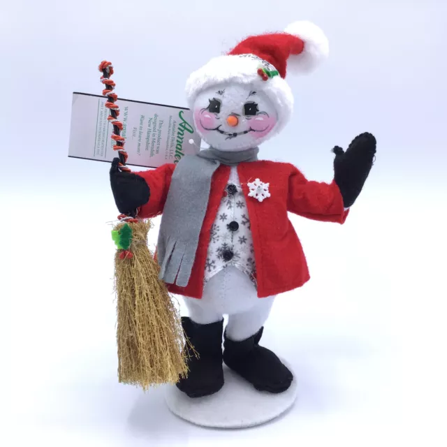 Annalee 2017 Silver Snowflake Snowman with Broom 9" Christmas Doll w/ Tag  EUC