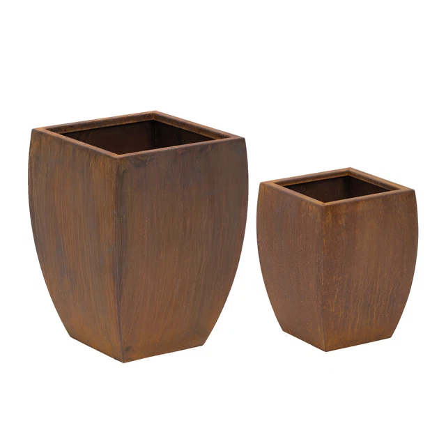 Pots de fleurs Lot de 2 Pot de fleur Acier corten Conique / arrondi Rouille