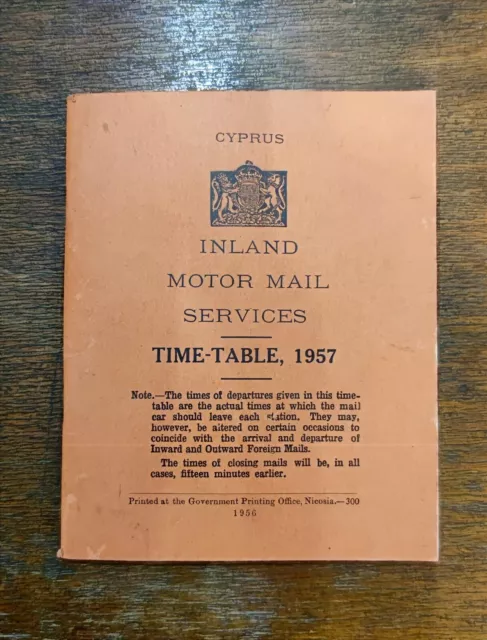 Cyprus rare Inland motor mail services 1957 book