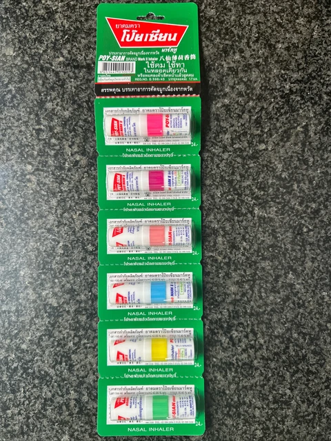Max 2 Inhaler 6 X POY Sian Mark II Inhaler Camphor Menthol Eucalyptus Clears Nose ...
