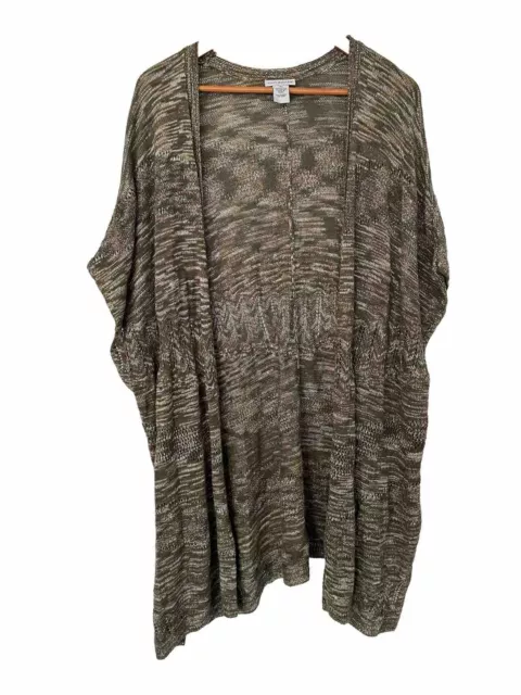 Catherines 2X Cardigan Sweater Brown Open Front Lightweight Short Sleeve Women’s