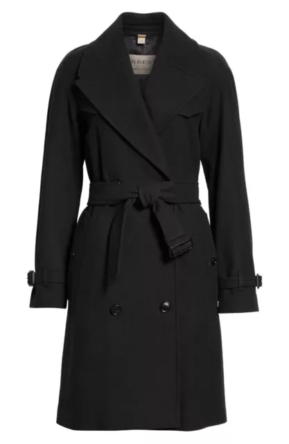 NEW $1590 Burberry London Women Cranston Wool Blend Trench Coat, US 8/ EU 42