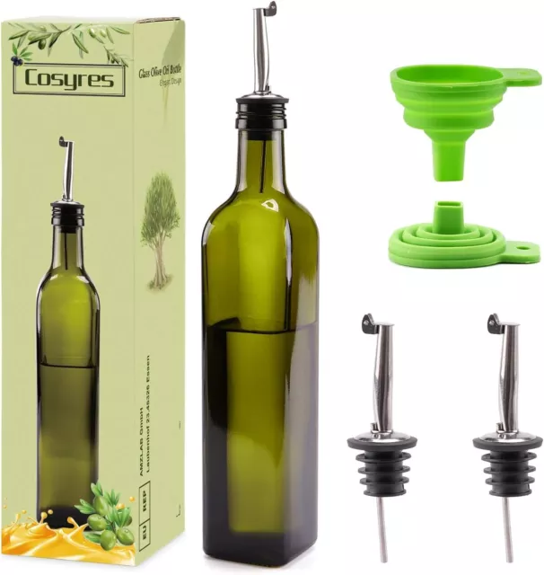 Cosyres Olive Oil/Vinegar Bottle Drizzler, Cooking Oil Dispenser Bottles Glass w