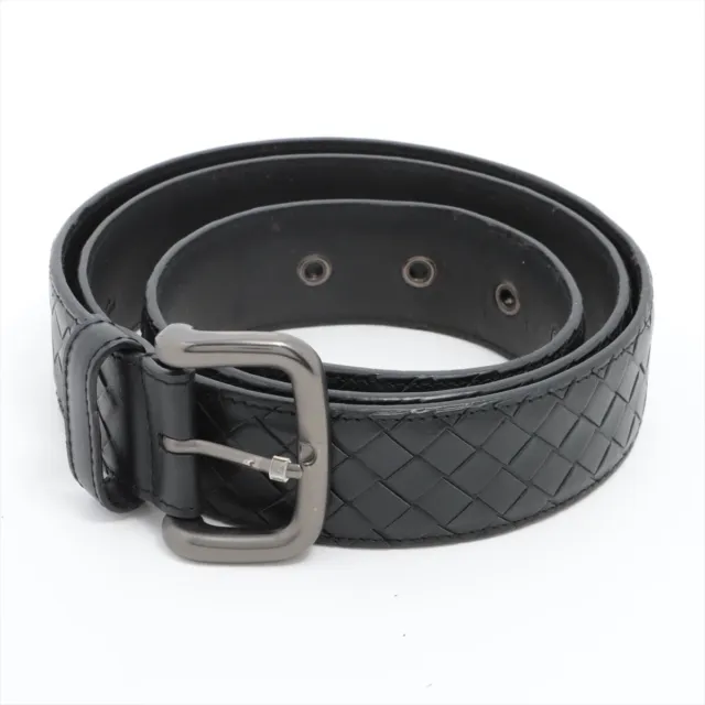 BOTTEGA VENETA INTRECCIATO Belt 110 Leather Black