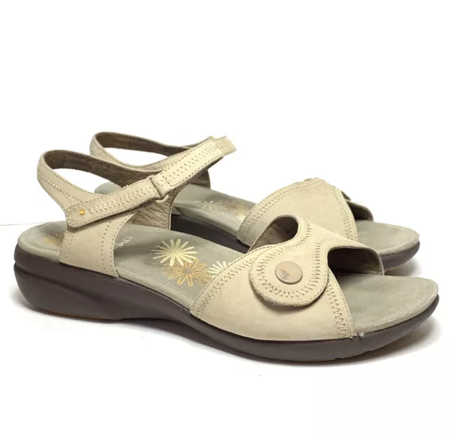 Dansko Iris Nubuck Leather Sand Beige Ankle Strap Sandals Women's Size 40 9.5-10