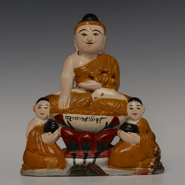 Early 20th Century, Burmese Soapstone Seated Buddha and Disciples