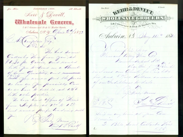 19--- 1870's 80's 90's 1900's AUBURN NY WHISKEY DRUGGISTS RR ETC. LETTERHEAD LOT